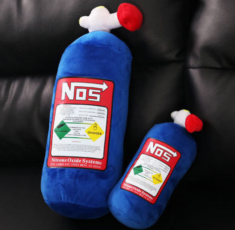 NovoJDM NOS Bottle plushie throw pillow — lifestyle shot