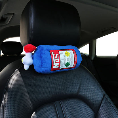 NOS Nitrous Bottle JDM headrest and throw pillow set — blue